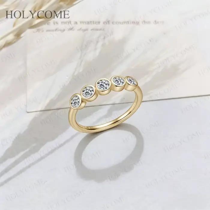 Bague à bulles couleur D personnalisée Moissanite ronde 3mm/3.5mm/4mm VVS1, bijoux de bonne qualité