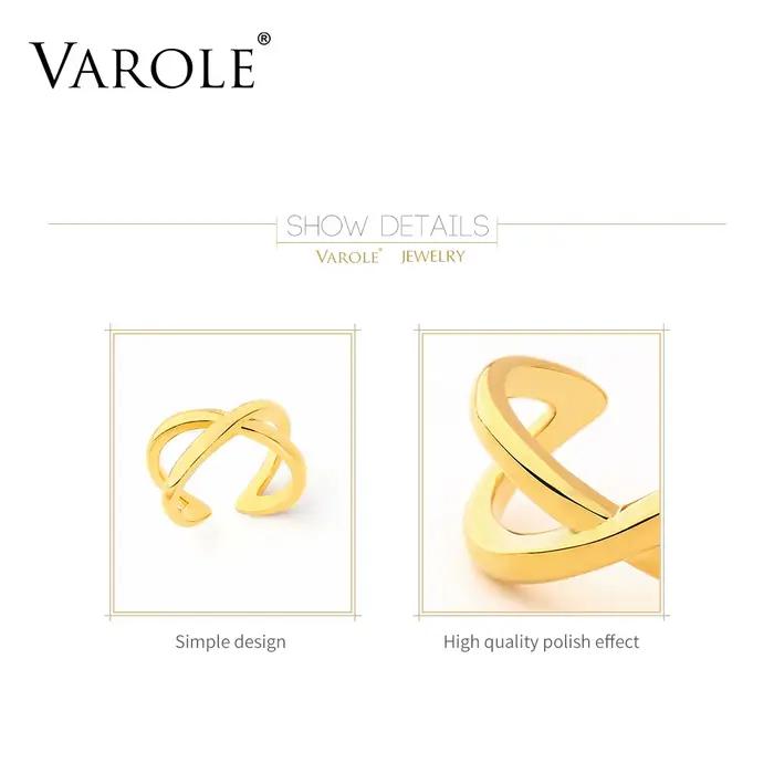 VAROLE-Bague en forme de croix en or pour femme, bijou simple, accessoire de fête, à la mode