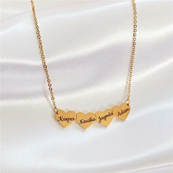 Collier personnalisé en acier inoxydable avec pendentif coeur et lettres gravées bijou pour femme occasion spéciale