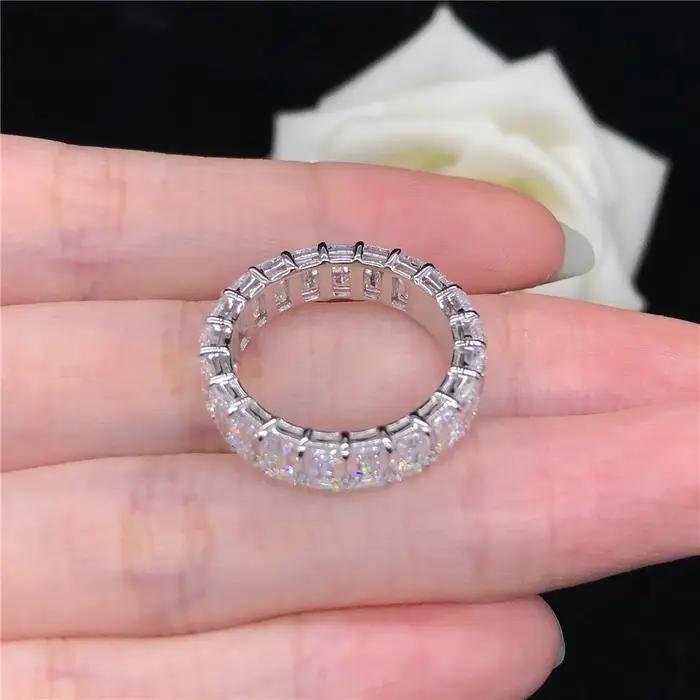 Bague en platine solide PT950 pour filles, anneau de fiançailles, de mariage, couleur D, VVS1, brill
