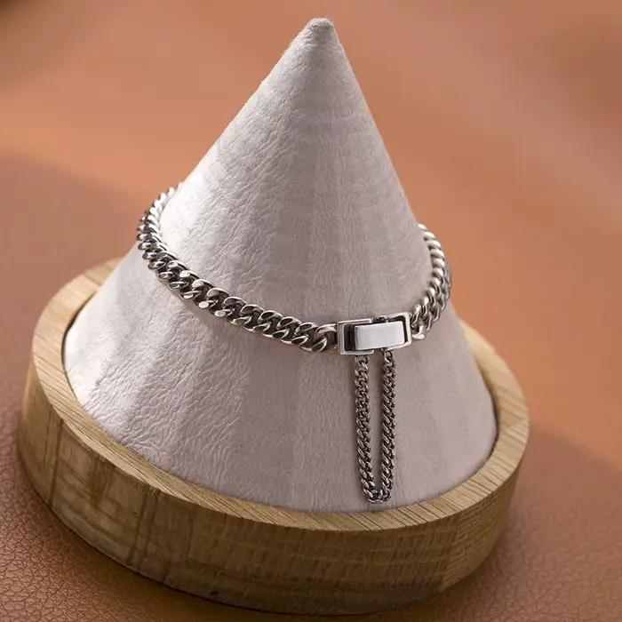 ANENJERY couleur argent réservoir chaîne Thai argent Bracelet pour femmes hommes réglable Couple Bracelet bijoux cadeaux S-B407
