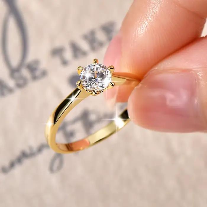 Rrjzz Solitaire – bagues de fiançailles rondes en Moissanite de couleur D pour femmes, classiques, 5-7mm, 0.5-1.25CT, bijoux de mariage, cadeaux