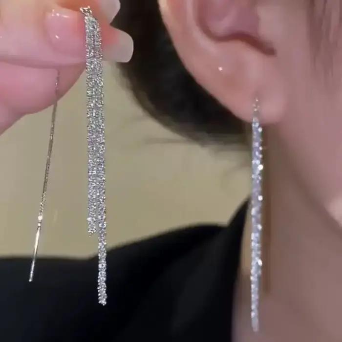 Boucles d'oreilles longues à pampilles pour femmes