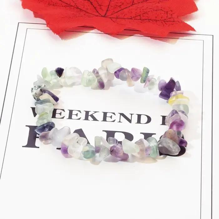 Bracelet en pierre de cristal naturel pour femmes, élastique porte-bonheur Reiki irrégulier, mode fr