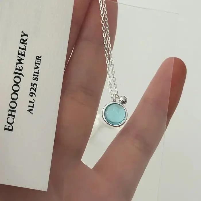 Pendentif Bleu Cristal Elegant Romantique Femme Mariage Anniversaire Soirée Gala Collier Cadeau Special