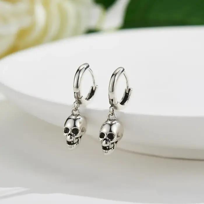 REETI 925 boucles d'oreilles en argent Sterling crâne goutte boucle d'oreille créative chaude Sexy b