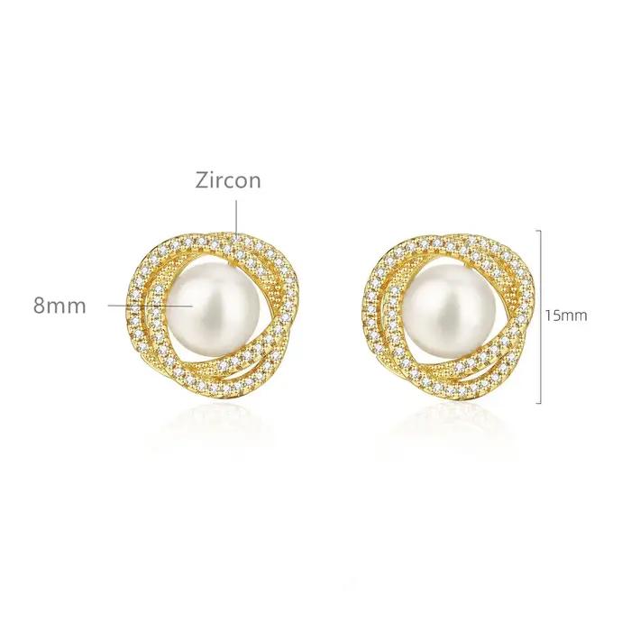 Andara 925 boucles d'oreilles en argent Sterling camélia perle pour femmes élégant mariage fiançailles fête mode bijoux accessoire