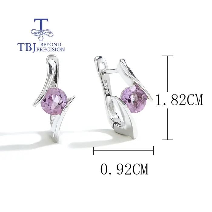 Boucles d'oreilles en argent sterling 925 avec améthyste ronde de 6 mm