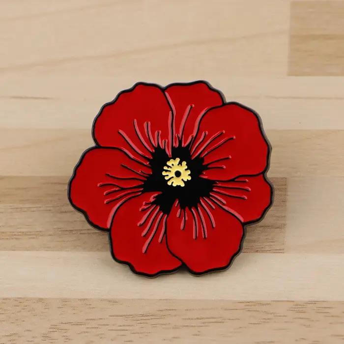 Broches en émail plantes de pins fleurs pavot rouge badge accessoires vêtements bijoux mode cadeaux occassions spéciales femmes hommes
