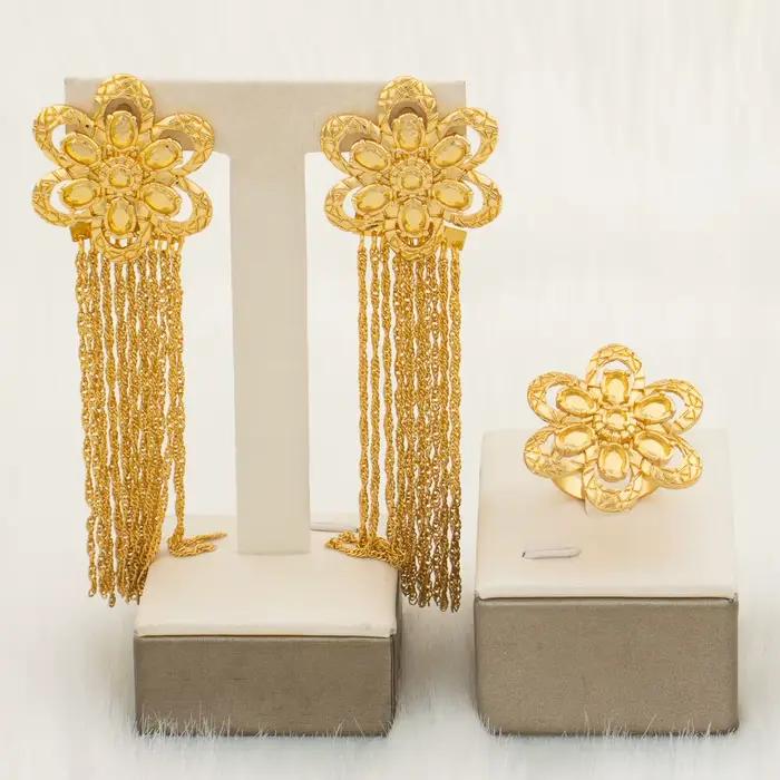 Boucles d'oreilles africaines de Dubaï pour femmes, boucles d'oreilles longues en forme de goutte d'eau, bijoux de mariage sexy pour jeunes femmes, gros bijoux légers