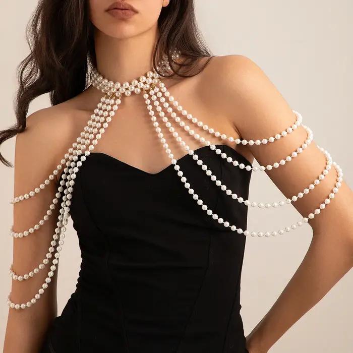Collier de mariée en perle imitation romantique et élégant pour femmes occasions spéciales cadeau浪漫婚礼仿珍珠项链女士优雅浪漫特别场合礼物