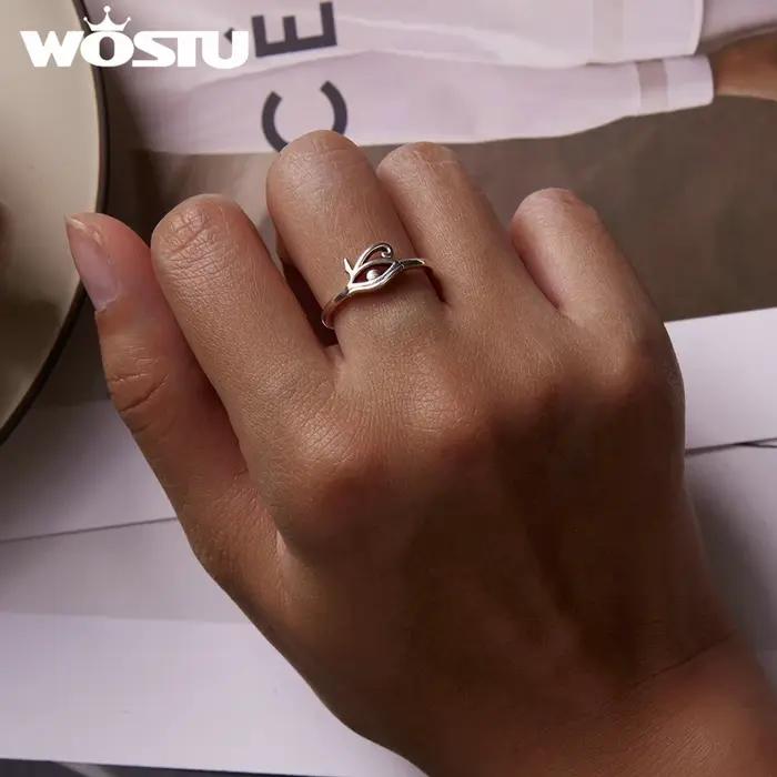 WOSTU 925 argent Sterling oeil d'horus Protection chanceux creux anneaux ouverts pour les femmes femme bijoux originaux CQR801