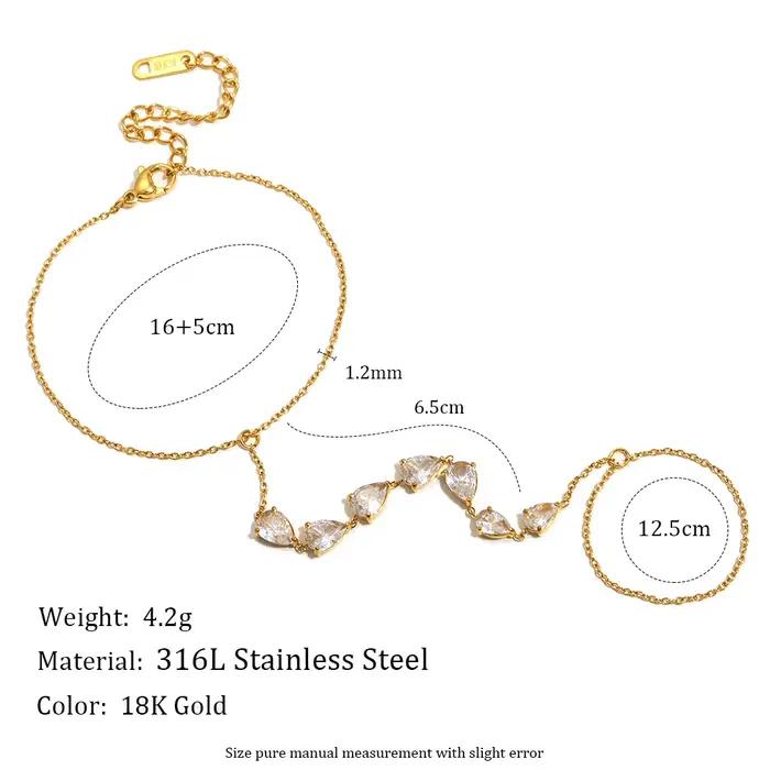 E.B.belle – Bracelet de doigt en forme de goutte d'eau brillante