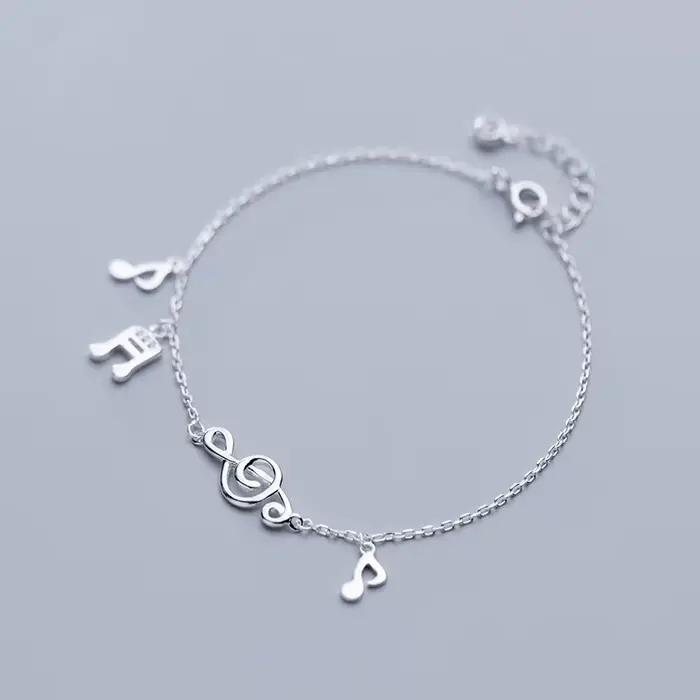 La Monada-Bracelet en Argent Fin 925 pour Femme, Bijoux Minimalistes, Note de Musique, Joaillerie Fé