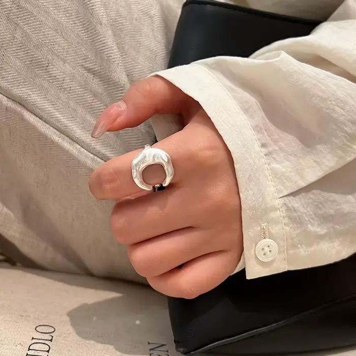 Bague en forme de croissant de lune pour femmes et filles, style hiphop rock, cadeau de fête, ajustable, métal plaqué argent, occassions spéciales