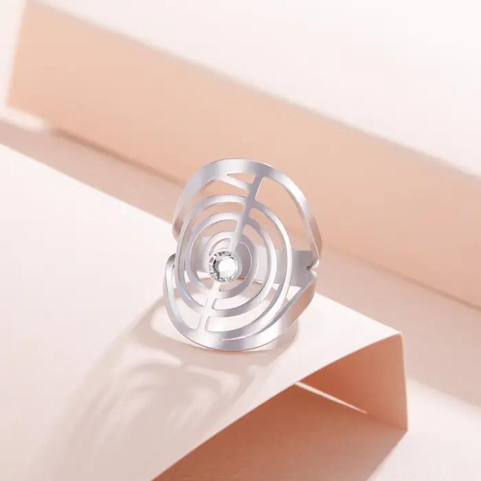 Bague Skyrim ChoKuRei avec zircon en acier inoxydable pour femme