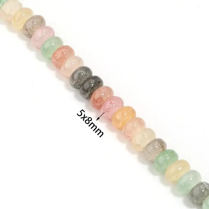 1 chaîne 5x8mm perles de verre boulier coloré plat rond