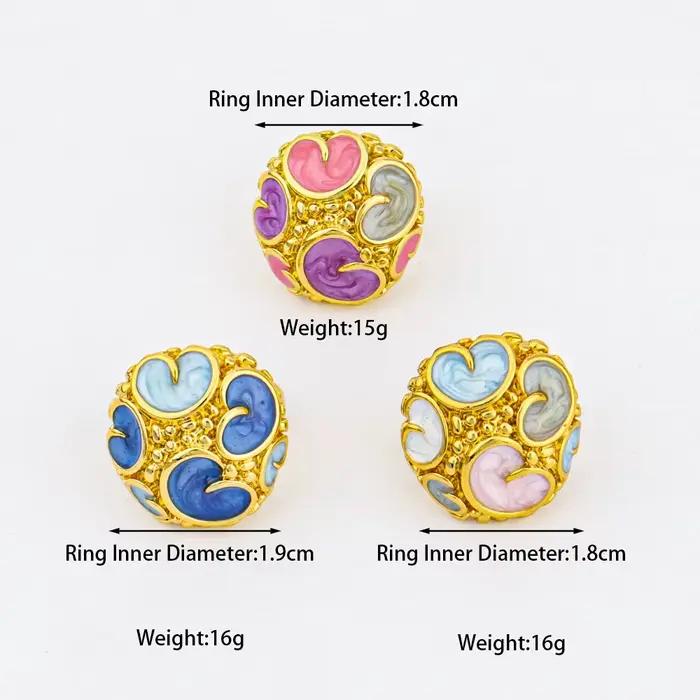 Bague luxueuse en forme de cœur coloré pour femmes