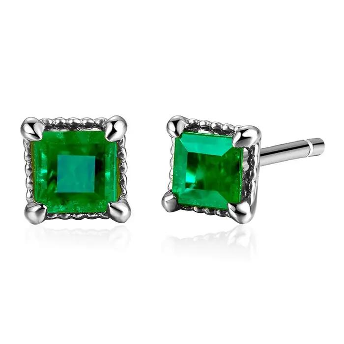 Boucles d'oreilles en or jaune 14 carats serties d'émeraudes pour femmes, bijoux fins DIWENFU pour occasions spéciales et cadeaux de mariage