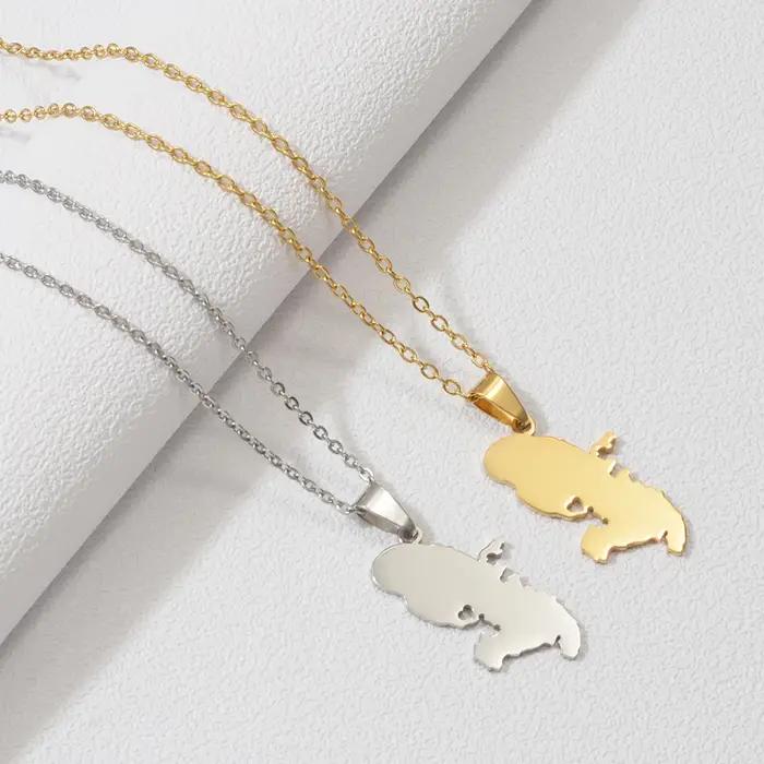 Colliers Pendentifs Cœur Carte de la Martinique Tambour Traditionnel Réunion Ibis Sacré Femme Acier Inoxydable Bijoux # 544862