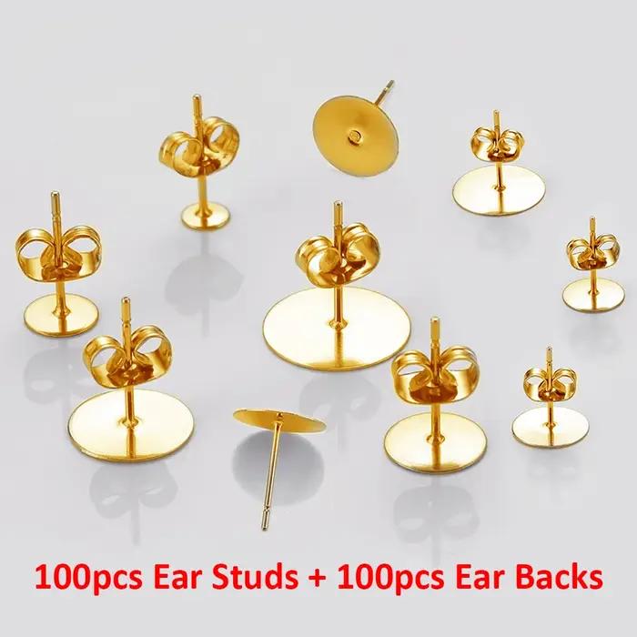 Lot de 100 boucles d'oreilles en acier inoxydable