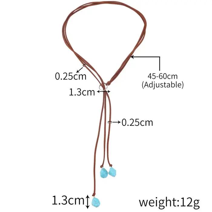 Collier de turquoise en daim synthétique bohème fait à la main, bijoux vintage en forme de Y, cuir m
