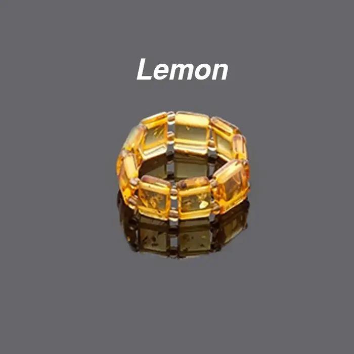 Bague en ambre avec fil élastique réglable pour femme