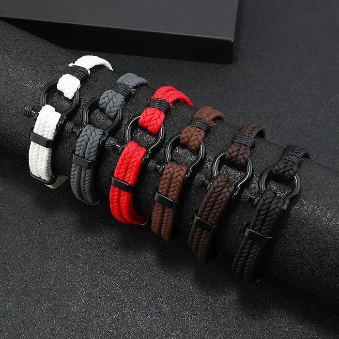 Bracelets en corde de cuir décontractés pour hommes et garçons