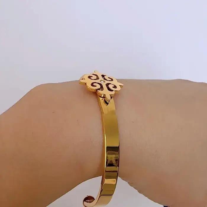 Ensemble de bracelet et bague élégant rétro à motif kazakh
