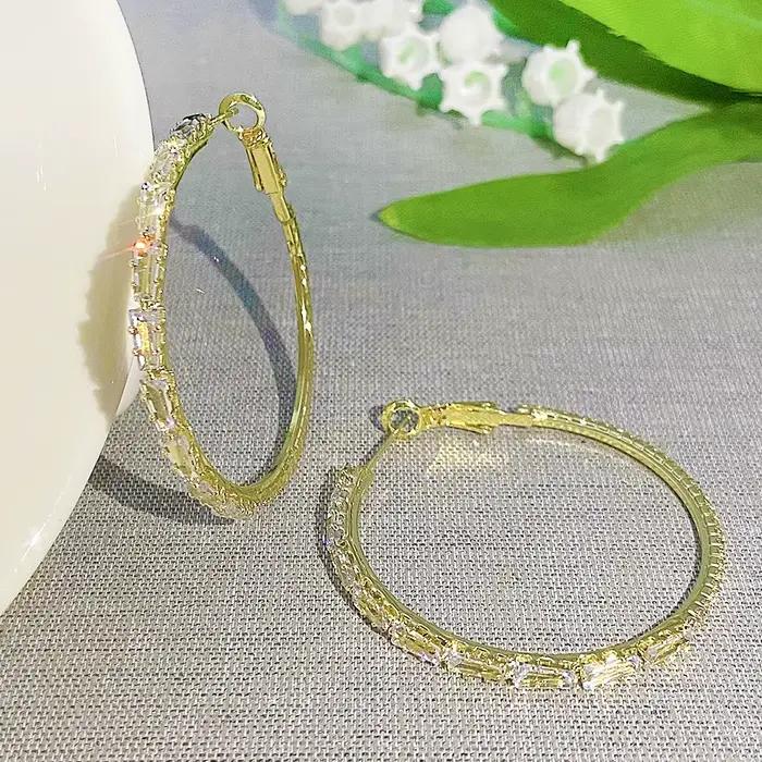 Marque de luxe plein cristal exagérer grandes boucles d'oreilles rondes pour les femmes exquise Enfashion Zircon corée boucle d'oreille mariée bijoux