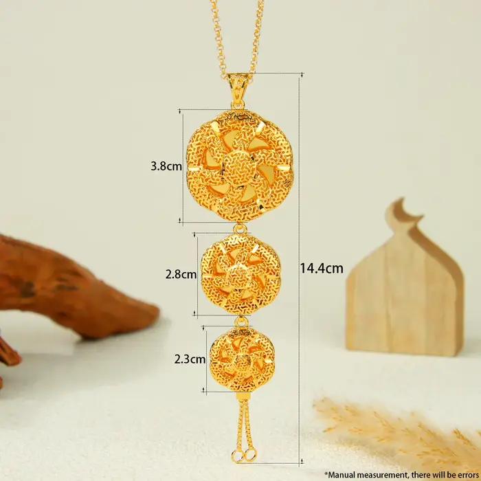 Collier pendentif massif Oman Fashion plaqué or 21 carats, grands pendentifs pour mariages nigérians, bijoux pour femmes kurdes pour événements et fêtes