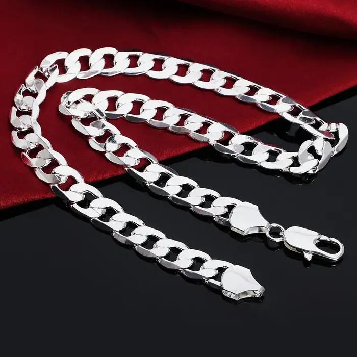 Collier en argent sterling 925 classique pour hommes bijou élégant pour soirée et événements spéciaux