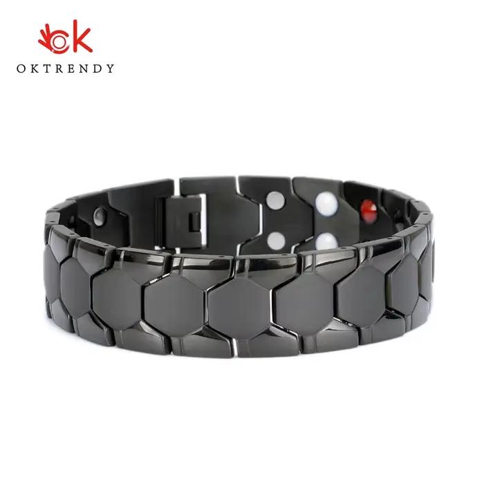 Oktrendy – Bracelet magnétique en acier inoxydable pour hommes, Simple, noir, pour l'arthrite, soins de santé, bijoux cadeaux, nouveau Style