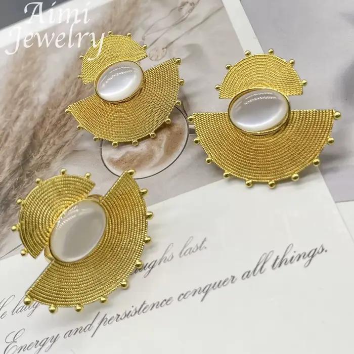 Ensemble de bijoux plaqués or 18 carats pour femmes, boucles d'oreilles, bagues, luxe, mode exquise,
