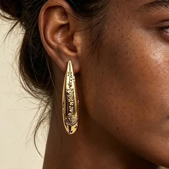 Boucles d'oreilles vintage en alliage de zinc forme goutte d'eau géométrique pour femmes occasions spéciales à offrir elegance glamour