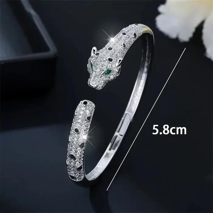 Bracelet en cristal léopard pavé de strass bracelet ouvert en forme de panthère pour femmes bijoux de fête tracker d'humeur occasion spéciale