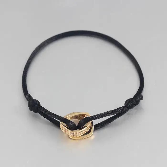 Bracelet en corde réglable avec chiffres interblocés à deux anneaux