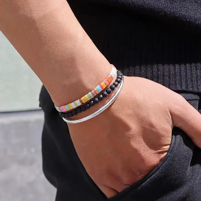 Ensemble de bracelets en perles pour hommes, style bohème, été, plage, fête, bijoux, Vintage, tressé à la main, ajustables, cadeaux pour filles et femmes