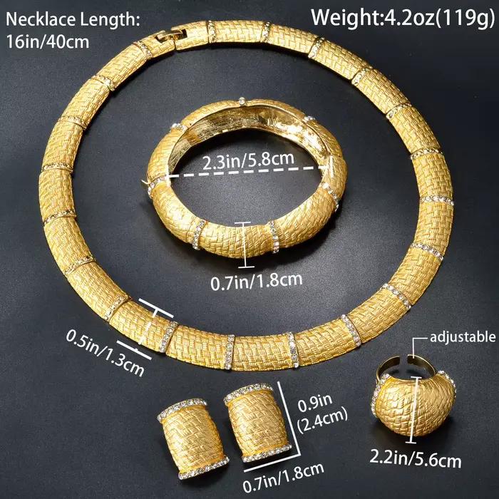 Ensemble de bijoux ZEA Dear plaqués argent ou rhodium pour mariage avec bague, boucles d'oreilles, bracelet et collier élégant pour femme