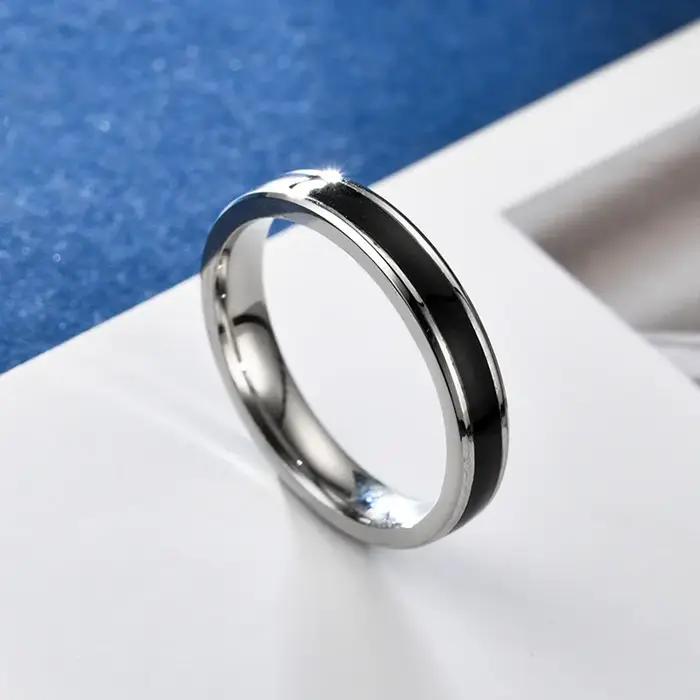 Bagues de mariage classiques simples en acier inoxydable pour couple