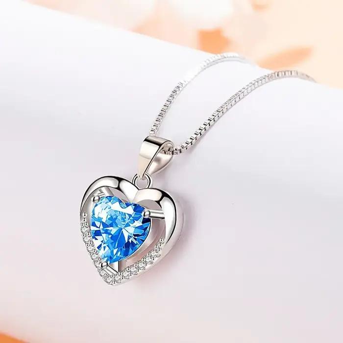 Joli collier en argent sterling 925 Zircom pour femmes, plaqué or 18 carats, pendentif, cadeau de fê