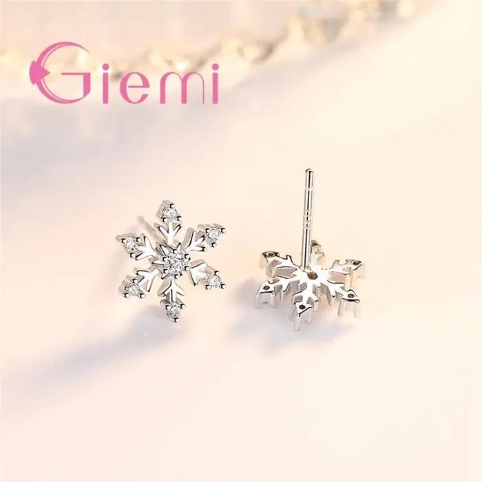 Boucles d'oreilles flocon de neige estampillées 925 pour femmes
