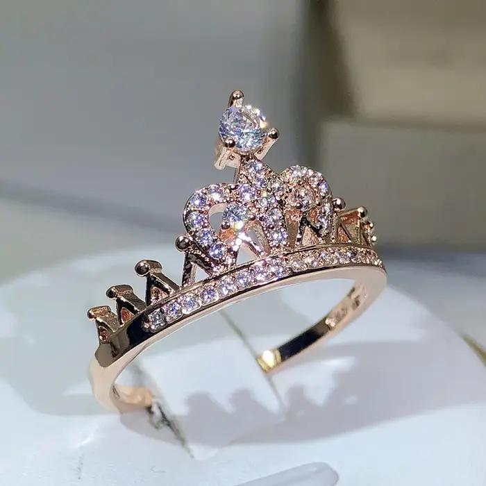 Bague couronne de princesse en argent 925 pour femmes