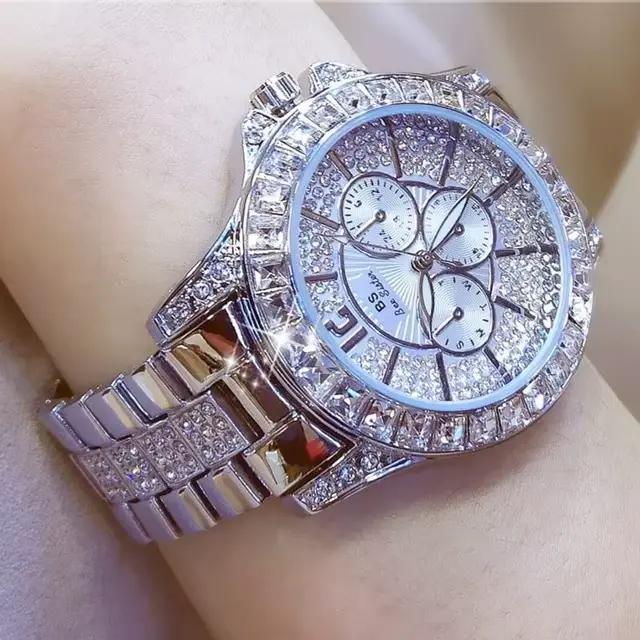 Femmes montres Quartz diamant montre de luxe haut tendance marque montre-bracelet montre de mode dames cristal bijoux montre en or Rose