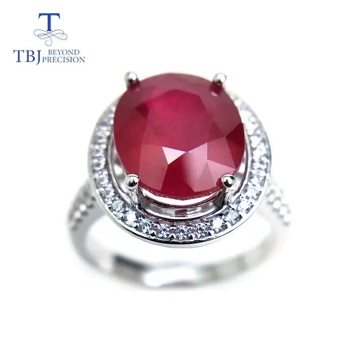 Bague en argent sterling 925 avec rubis naturel ovale pour femme occasions spéciales cadeau de mariage et Saint Valentin