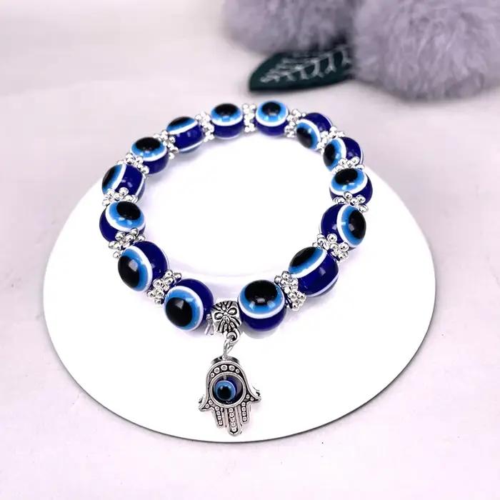 Bracelet mauvais œil bleu main de Fatima grec turc mille yeux pendentif de paume fait