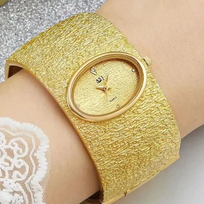 ASJ montre-Bracelet femme reloj mujer or luxe motif écorce montre Simple pour femmes relojes para damas