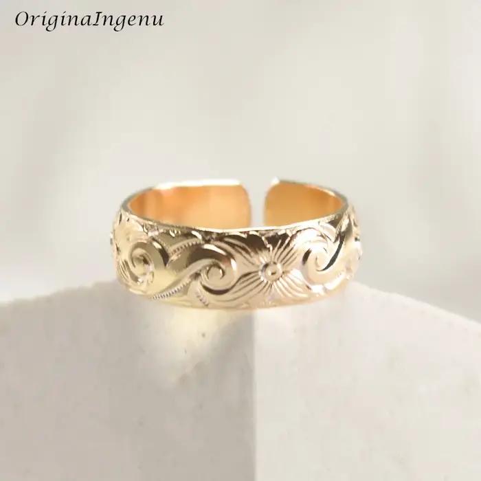 Optique Bague Fleur Remplie d'Or 14K, Bague Réglable, Hypoallergénique, Bijoux TarjuvenDegré, Boho,