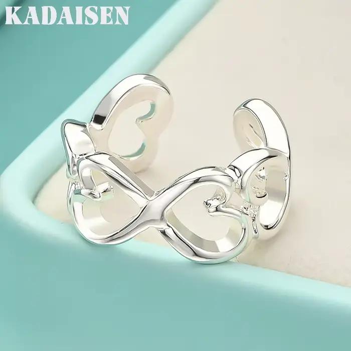 Bague en argent Sterling 925 en forme de cœur pour femmes, bijoux de charme à la mode pour fête de m