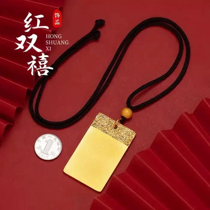 Pendentif en or pur 9999 24 carats pour homme et femme, symbole de paix, nuages porte-bonheur, sans